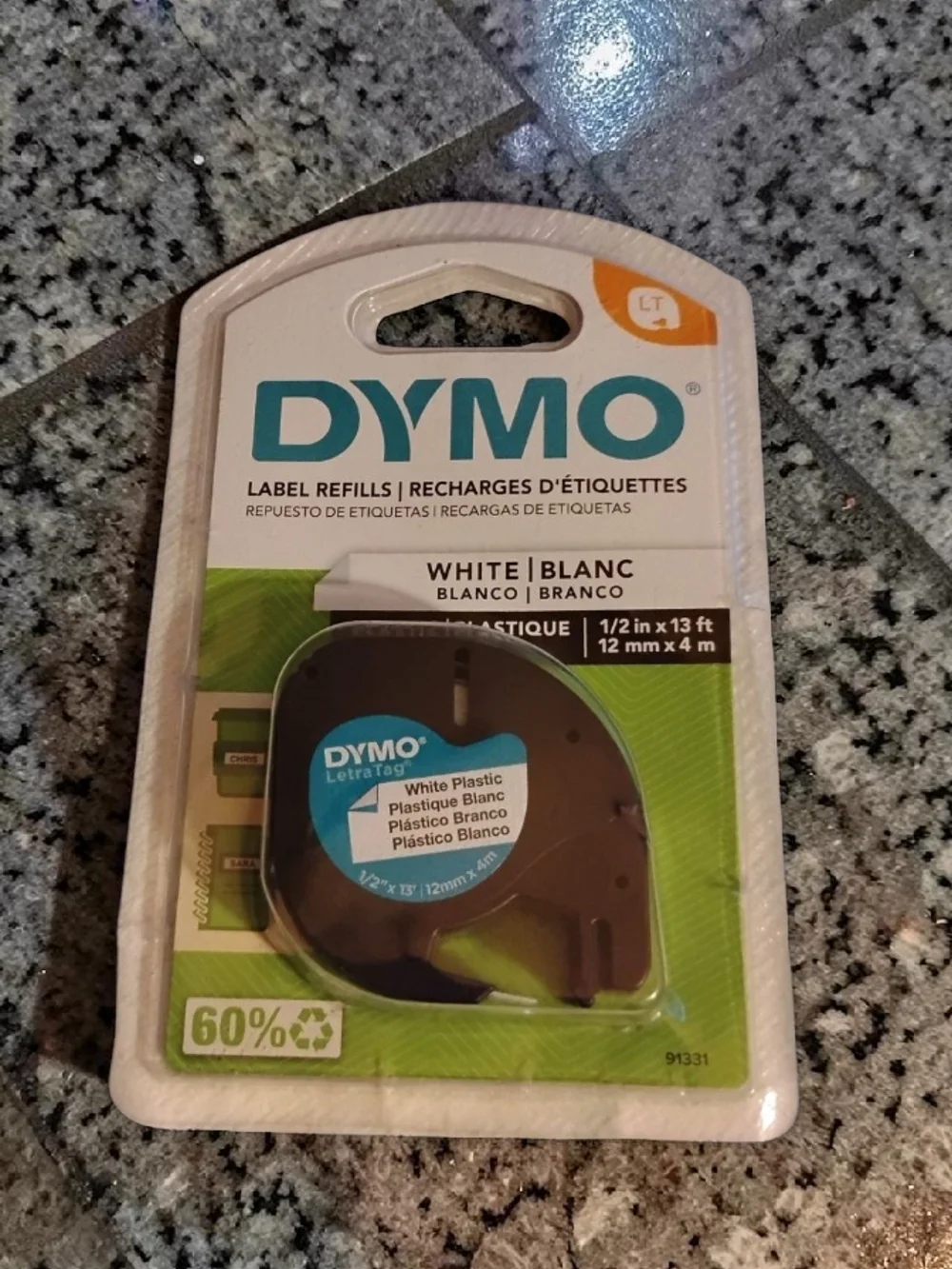 DYMO LetraTag White Plastic Label Maker Tape Refill Cassette - NWT